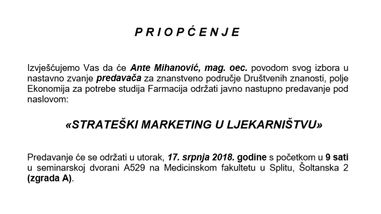 17.07.2018. Javno nastupno predavanje Ante Mihanović, mag. oec.